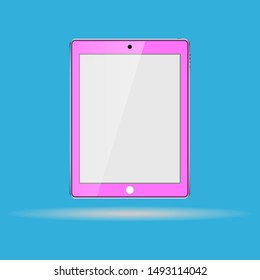 Tablet PC pink. Vector illustration. 