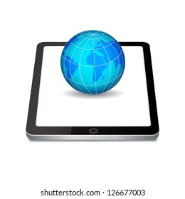 Tablet PC and planet. EPS10 vector
