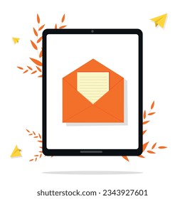 tablet pc with screen. tablet flat vector illustration. tablet with background