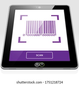 A Tablet PC Screen presenting a captured Barcode ready to scan and analyse.