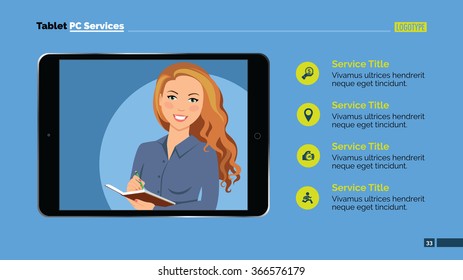 Tablet PC services slide template