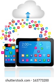 Tablet PC and Smart Phone with apps and Cloud Computing 