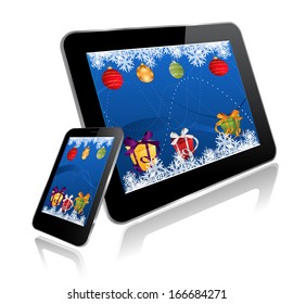 Tablet PC and Smart Phone with Christmas design