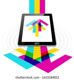 A Tablet PC streaming internet data in both directions.