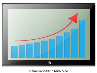 tablet pc touchpad display color with graph bar,vector