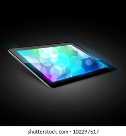 Tablet pc. Variant without hand. Dark background.