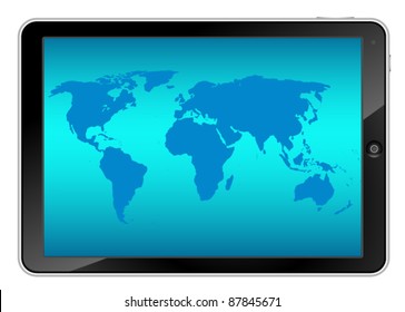 Tablet PC with world map