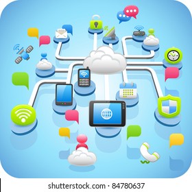 Tablet PC,cloud computing,network concept