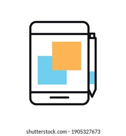diseño de ilustraciones vectoriales de iconos de tipo tableta y lápiz