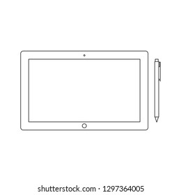 Tablet and Pen Line Icon