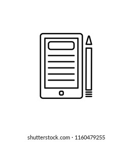Tablet with pen outline icon. Simple vector for UI and UX, website or mobile application on white background