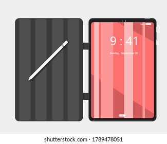 Comprimido con diseño vectorial de lápiz en ilustración 
