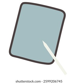 Tablet and pencil set: simple and stylish hand-drawn illustrations