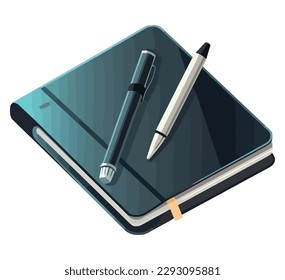 Tablet with pens over white