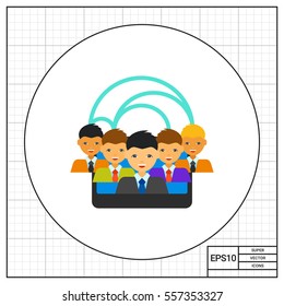 Tablet with people network links icon