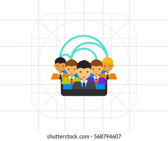 Tablet with people network links icon