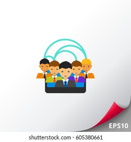 Tablet with people network links icon