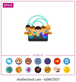 Tablet with people network links icon