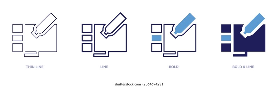 Tablet performance icon in 4 different styles. Thin Line, Line, Bold, and Bold Line. Duotone style. Editable stroke.