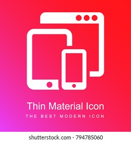 Tablet Phone and Browser red and pink gradient material white icon minimal design