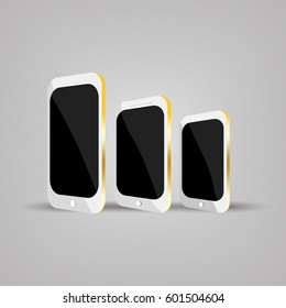 Tablet and phone detailed isometric icon vector graphic illustration