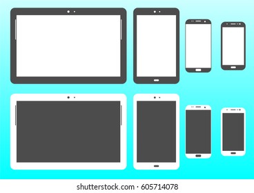 Tablet and phone in different colors