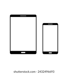 Tablet Phone Flat Devices White Display Mockup Technology Vector Design