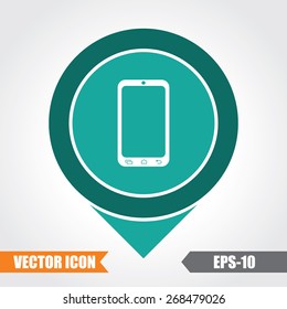 Tablet Phone Icon On Map Pointer. Eps.-10.