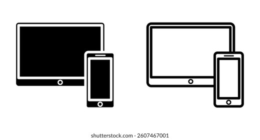 tablet and phone icon on white background