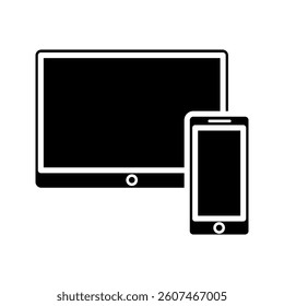 tablet and phone icon on white background