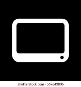 Tablet or phone icon. White icon on black background.