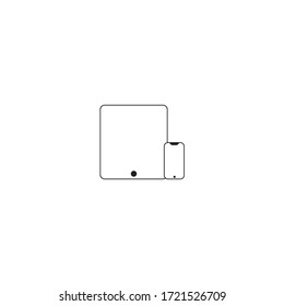 Iconos de Tablet y teléfono. Ilustración vectorial plana en negro sobre fondo blanco.