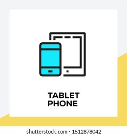 TABLET PHONE AND ILLUSTRATION ICON CONCEPT