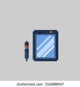 tablet phone with stylus in pixel art style