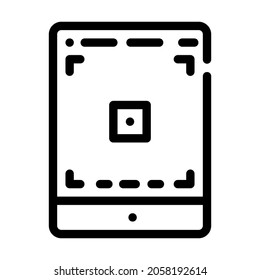 Tablet-Fotokamera-App-Icon-Vektorgrafik. Tablet-Foto-Kamera-App-Zeichen. isoliertes Kontursymbol