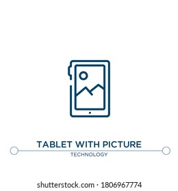 tablet with picture vector line icon. Simple element illustration. tablet with picture outline icon from technology concept. Can be used for web and mobile
