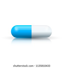 Tablet pill, pharmacology icon with reflect Vector eps 10