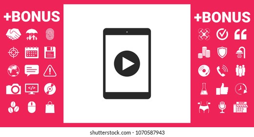 Tablet with  play button Icon