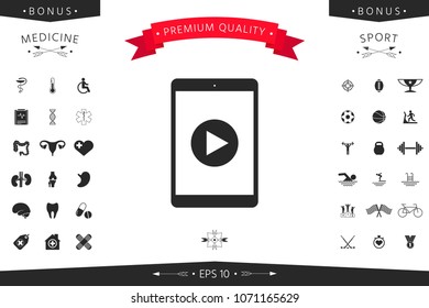 Tablet with  play button Icon