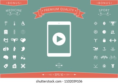 Tablet with  play button Icon