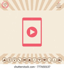 Tablet with  play button Icon
