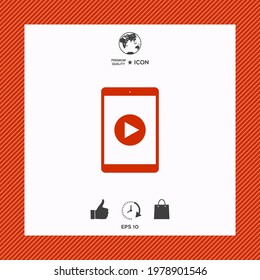 Tablet with  play button Icon, elements for your design