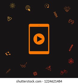 Tablet with  play button Icon. Graphic elements for your design