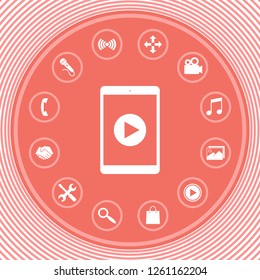 Tablet with  play button Icon. Graphic elements for your design