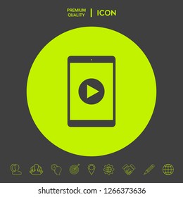 Tablet with  play button Icon. Graphic elements for your design