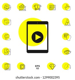 Tablet with  play button Icon. Graphic elements for your design