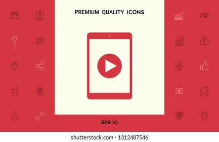 Tablet with  play button Icon. Graphic elements for your design