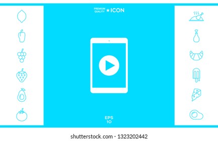 Tablet with  play button Icon. Graphic elements for your design