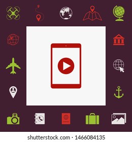 Tablet with play button Icon. Graphic elements for your design