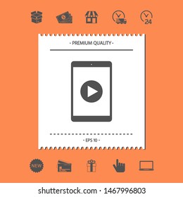 Tablet with play button Icon. Graphic elements for your design